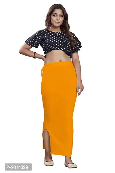 ADINA CLAIM COMFORT Women's Cotton Lycra Saree Shapewear with Drawstring, Saree Shapewear Petticoat for Women, Shape wear Dress for Saree (L, Mustard)