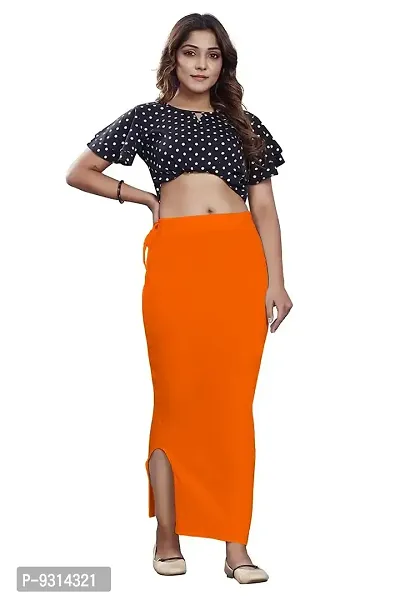 ADINA CLAIM COMFORT Women's Cotton Lycra Saree Shapewear with Drawstring, Saree Shapewear Petticoat for Women, Shape wear Dress for Saree (2XL, Orange)