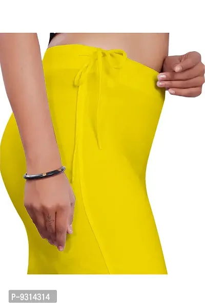 ADINA CLAIM COMFORT Women's Cotton Lycra Saree Shapewear with Drawstring, Saree Shapewear Petticoat for Women, Shape wear Dress for Saree (S, Yellow)-thumb4