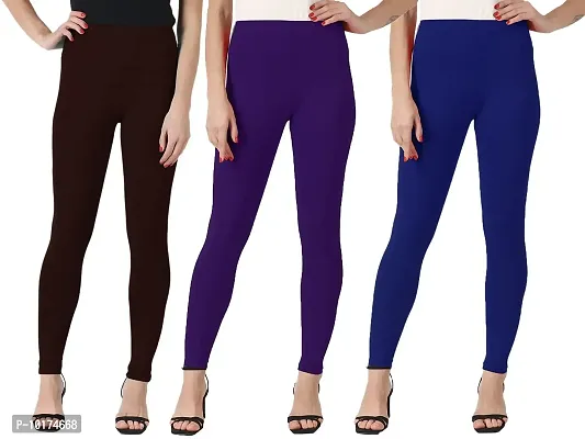 SAGEVI Winter Woolen Ankle Length Leggings for Women & Girls (Pack 3,Brown, Purple, Royal Blue)-thumb0