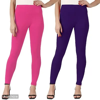 SAGEVI Winter Woolen Ankle Length Leggings for Women & Girls (Pack 2,Pink, Purple)