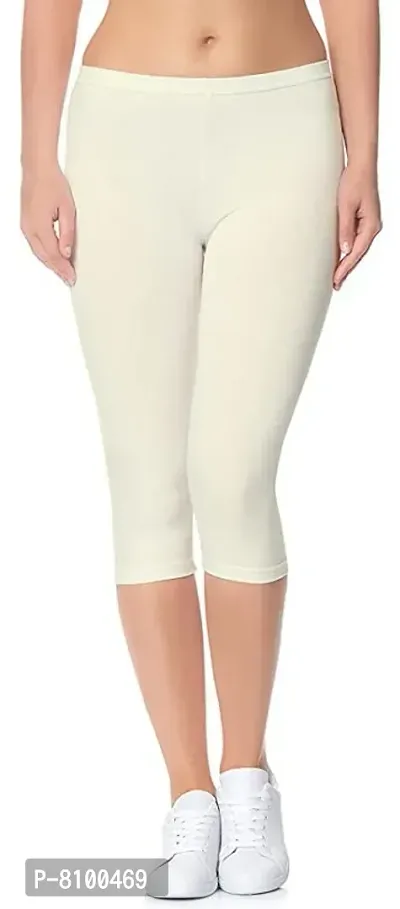 Classic Cotton Solid Capris for Women-thumb0