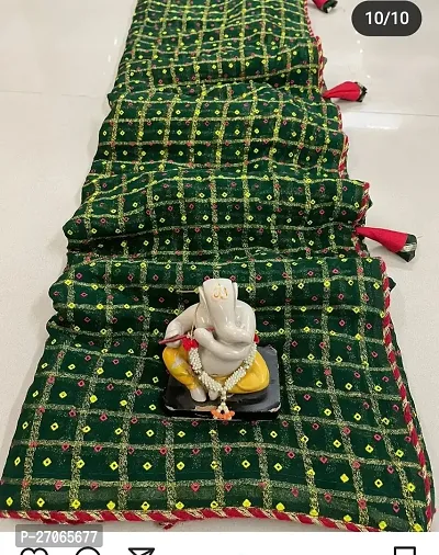Hari Priya Fashion Traditional Banarasi Bandhej Print Fancy Lace Saree-thumb0