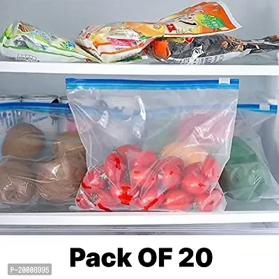 Zip lock Pouches, Zip lock Bag For Storage, Freezer RE-USABLE Zipper Bags, Ziplock Bags For Fridge Storage, Zip lock bags Medium 9X 10 (22.86cm X25.4cm) Pack of 20