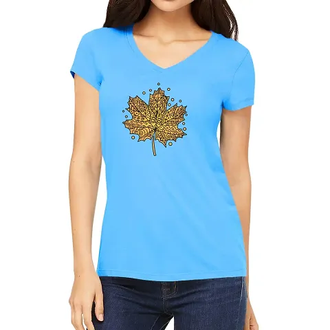 OPLU Graphic Women Tshirt Mandala Leaf Design V Neck Half Sleeves T Shirt. Trending, Mandala, Mandala Art Tshirts