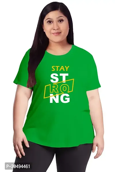 Elegant Green Cotton Blend Printed Tshirt For Women