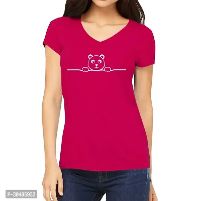 Stylish Pink Cotton Blend T-Shirt For Women-thumb0