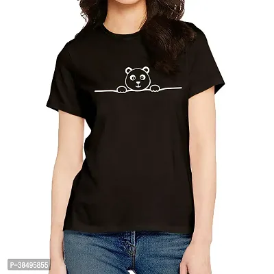 Stylish Black Cotton Blend T-Shirt For Women