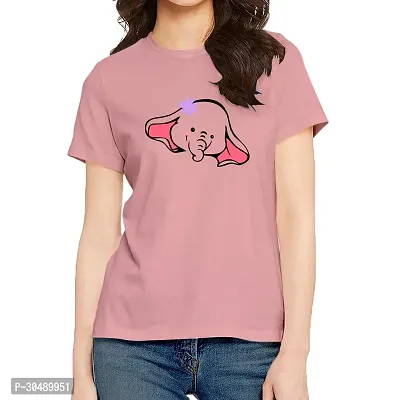 Elegant Pink Cotton Blend Printed T-Shirts For Women