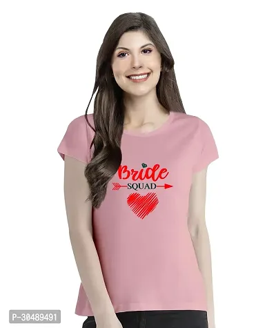 Elegant Pink Cotton Blend Printed T-Shirts For Women