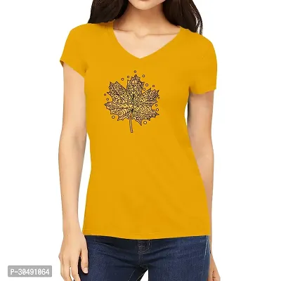 Elegant Yellow Cotton Blend Printed T-Shirts For Women-thumb0