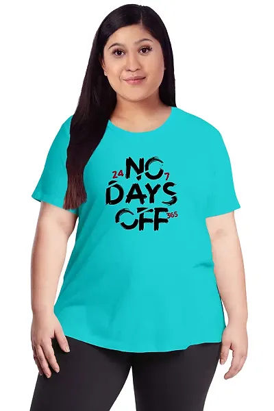 OPLU Women's Plus Size No Days Off Round Neck Half Sleeve Tshirt