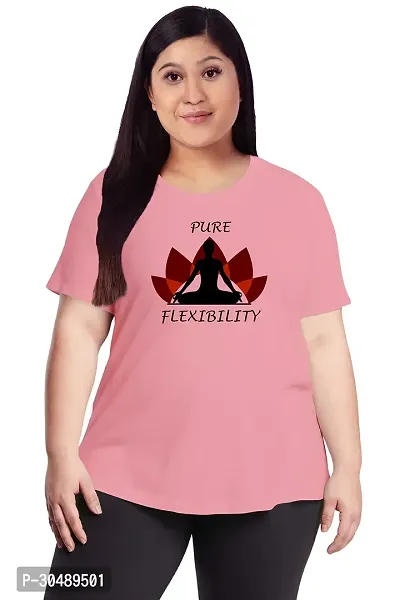 Elegant Pink Cotton Blend Printed T-Shirts For Women-thumb0