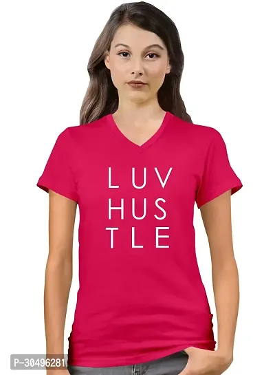 Stylish Pink Cotton Blend T-Shirt For Women