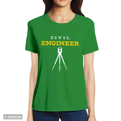 Elegant Green Cotton Blend Printed Tshirt For Women-thumb0