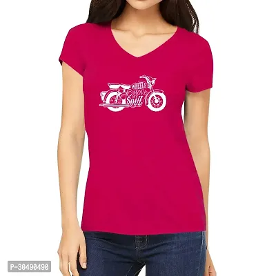 Elegant Pink Cotton Blend Printed T-Shirts For Women-thumb0