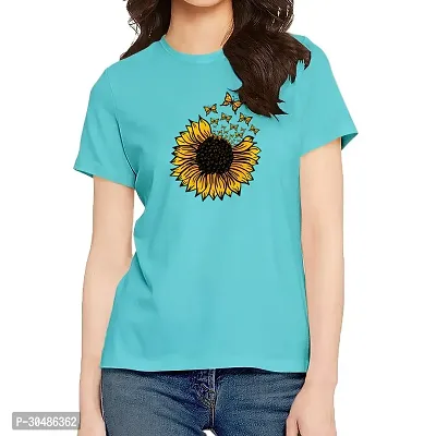 Stylish Blue Cotton Blend Printed Top For Women