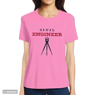 Elegant Pink Cotton Blend Printed T-Shirts For Women