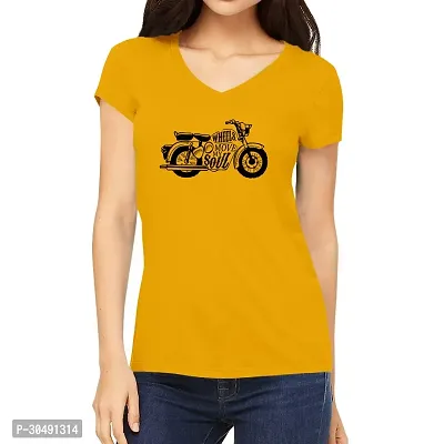 Elegant Yellow Cotton Blend Printed T-Shirts For Women-thumb0