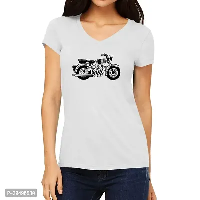 Elegant White Cotton Blend Printed T-Shirts For Women