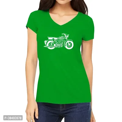 Elegant Green Cotton Blend Printed Tshirt For Women