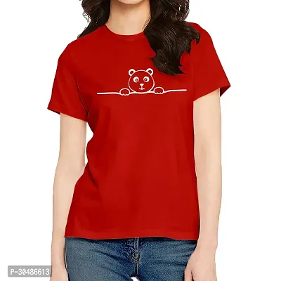 Stylish Red Cotton Blend Printed Top For Women