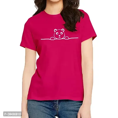 Stylish Pink Cotton Blend T-Shirt For Women