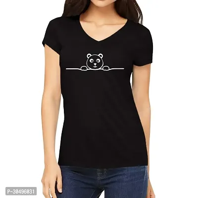 Stylish Black Cotton Blend T-Shirt For Women