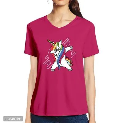 Elegant Pink Cotton Blend Printed T-Shirts For Women