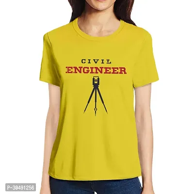 Elegant Yellow Cotton Blend Printed T-Shirts For Women