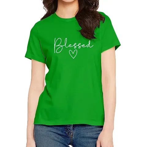 OPLU Women's Regular Fit Blessed with Heart Round Neck Half Sleeves Pootlu Tshirt. Trendy, Quotes, Trending Tshirts