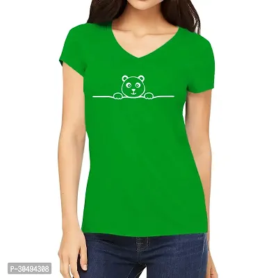 Elegant Green Cotton Blend Printed Tshirt For Women