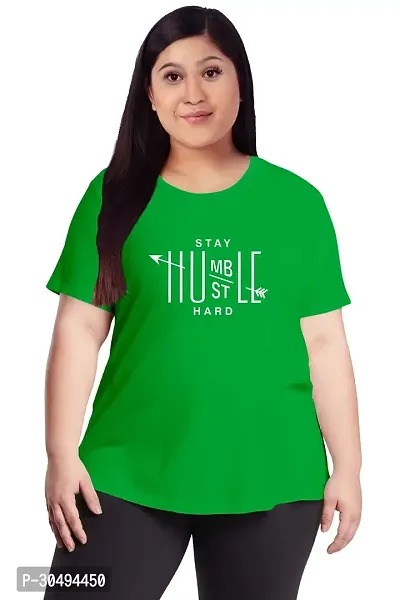 Elegant Green Cotton Blend Printed Tshirt For Women-thumb0