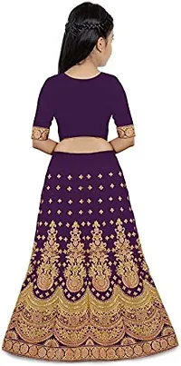 KRITIKA TEX Girl's Latest Rawsilk Semi-stitched lehenga choli and Dupatta set(Purple, 4-5 Years)-thumb1