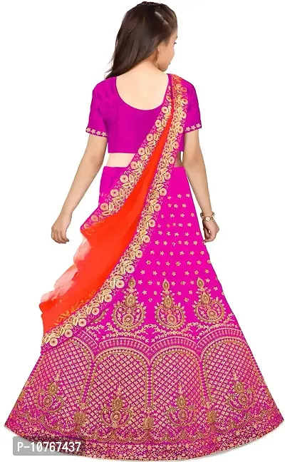 KRITIKA TEX Girl's Rawsilk Semi-stitched Silk lehenga choli and Dupatta set(4-15 Years)-thumb3