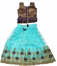 KRITIKA TEX Girl's New Readymade Net lehenga choli and Dupatta set (Firozi, 10-11 Years)-thumb1