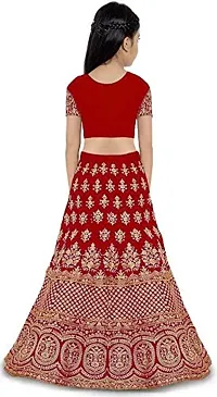 KRITIKA TEX Girl's Latest Rawsilk Semi-stitched lehenga choli and Dupatta set(Red, 7-8 Years)-thumb1