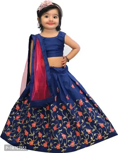 KRITIKA TEX Girls Readymade lehenga choli(3-4Years, Blue)-thumb4