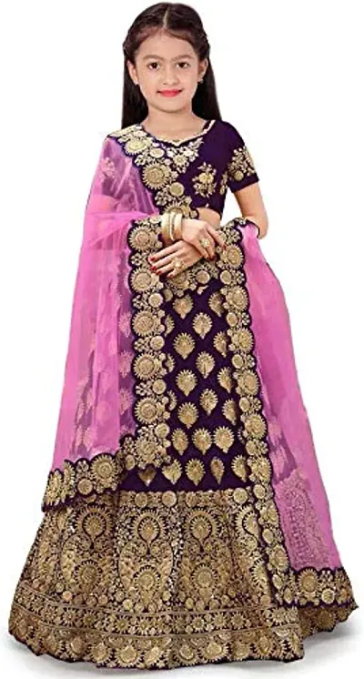 Girl's Silk Semi-stitched Lehenga Choli