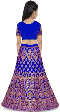 KRITIKA TEX Girl's Latest Rawsilk Semi-stitched lehenga choli and Dupatta set(Light Blue, 14-15 Years)-thumb1