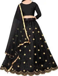 KRITIKA TEX Girl's Net Semi-stitched lehenga choli and Dupatta set(Black, 5-6 Years)-thumb2