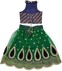 KRITIKA TEX Girl's Readymade Net lehenga choli and Dupatta set (Green, 2-3 Years)-thumb1