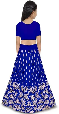 KRITIKA TEX Girl's Latest Rawsilk Semi-stitched lehenga choli and Dupatta set(Light Blue, 10-11 Years)-thumb1