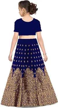 KRITIKA TEX Girl's Latest Rawsilk Semi-stitched lehenga choli and Dupatta set(Blue, 13-14 Years)-thumb1