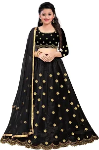 KRITIKA TEX Girl's Net Semi-stitched lehenga choli and Dupatta set(Black, 5-6 Years)-thumb1