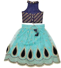 KRITIKA TEX Girl's Readymade Net lehenga choli and Dupatta set (Firozi, 2-3 Years)-thumb1