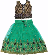 KRITIKA TEX Girl's New Readymade Net lehenga choli and Dupatta set (Rama, 7-8 Years)-thumb1