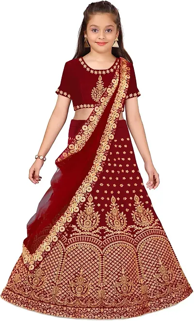 Stylish Embroidery Silk Blend Lehenga Choli For Girls