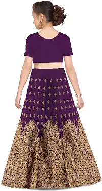 KRITIKA TEX Girl's Latest Rawsilk Semi-stitched lehenga choli and Dupatta set(Purple, 11-12 Years)-thumb1