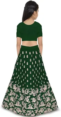 KRITIKA TEX Girl's Latest Rawsilk Semi-stitched lehenga choli and Dupatta set(Green, 10-11 Years)-thumb1